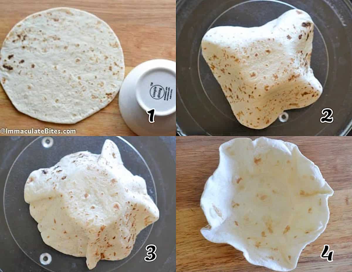 Shape the tortilla in the microwave