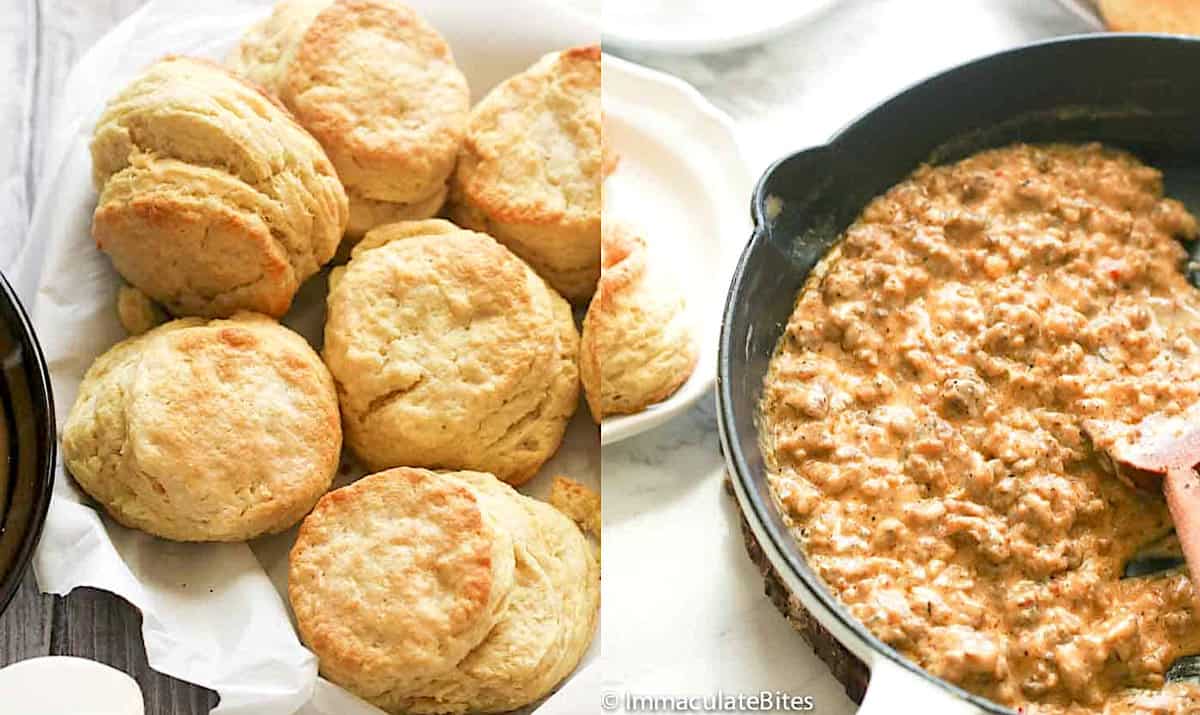 Serve the biscuits with the sausage and gravy for a hearty breakfast