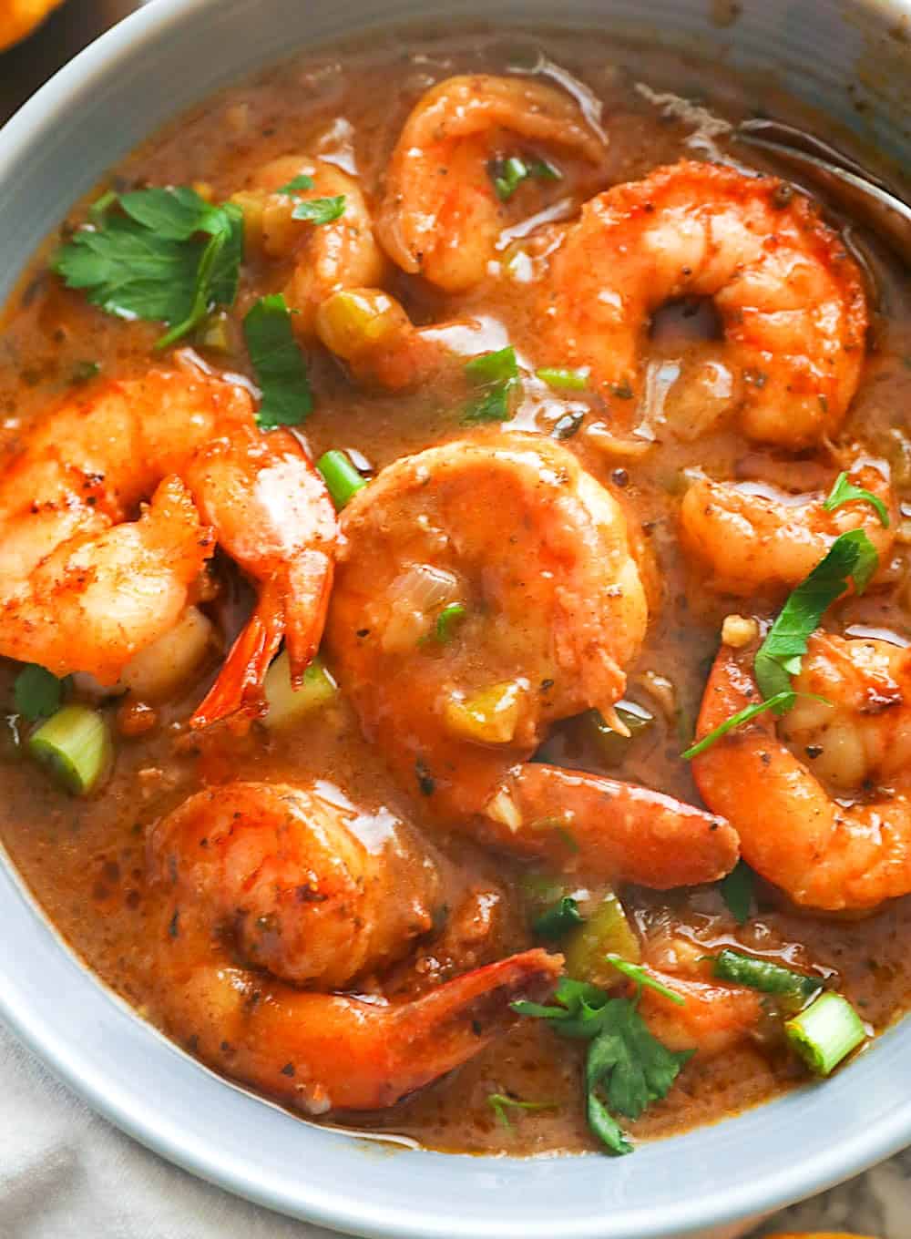 Freshly made shrimp gumbo in a bowl ready to satisfy your soul