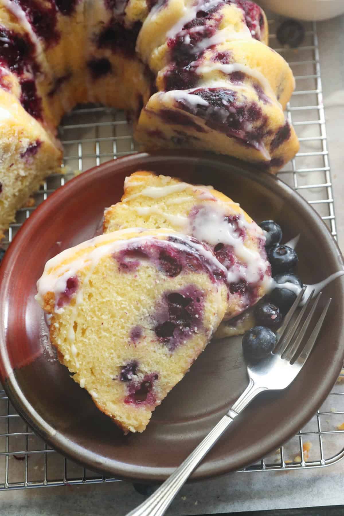 Take a bite of the moist and tender blueberry bundt cake