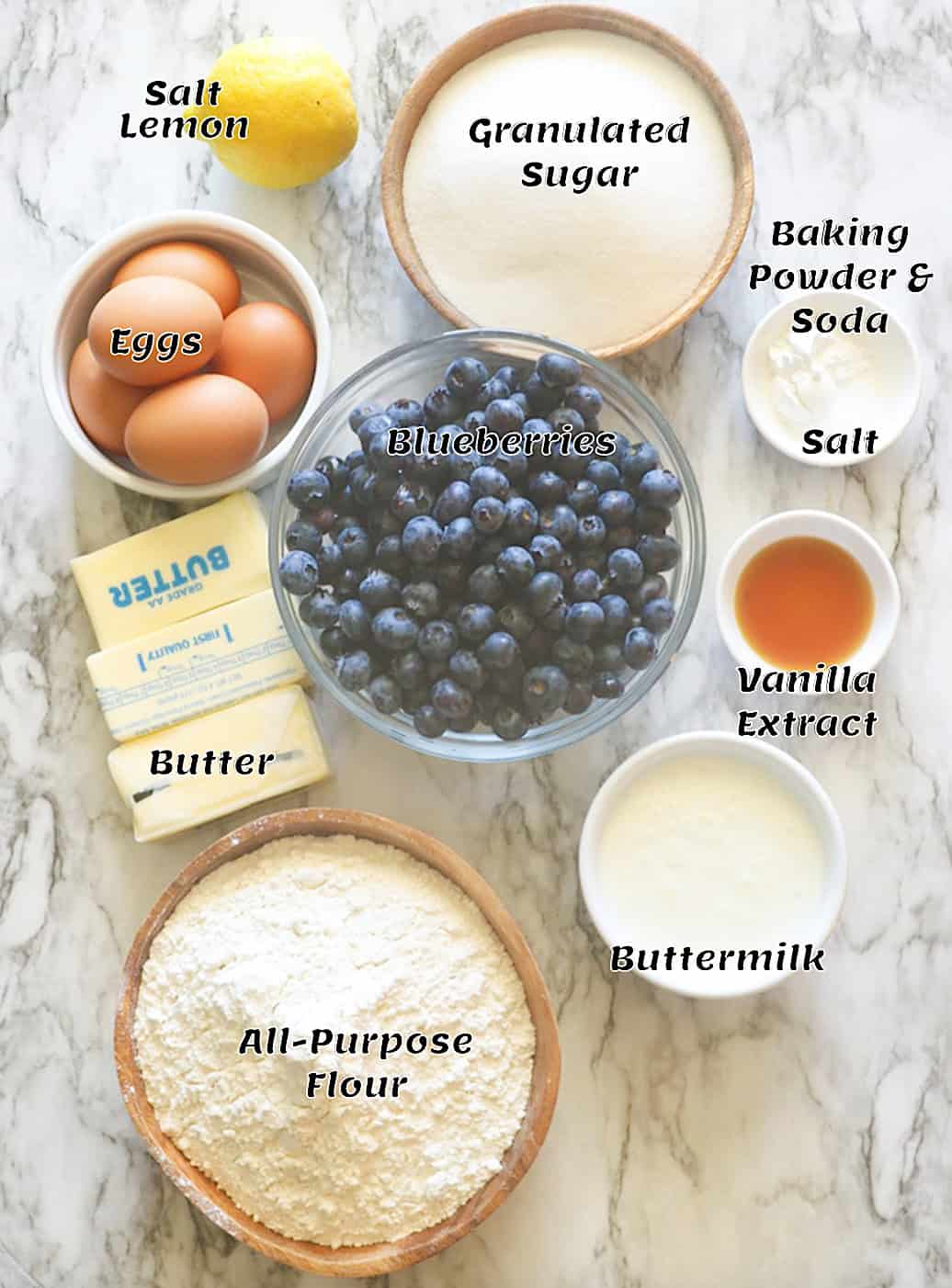 Ingredients for Blueberry Bundt Cake