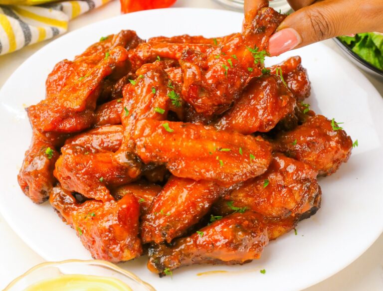 Delectable mango habanero hot wings