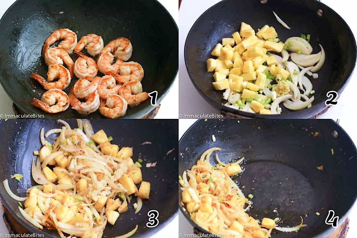 Saute shrimp and stir fry veggies