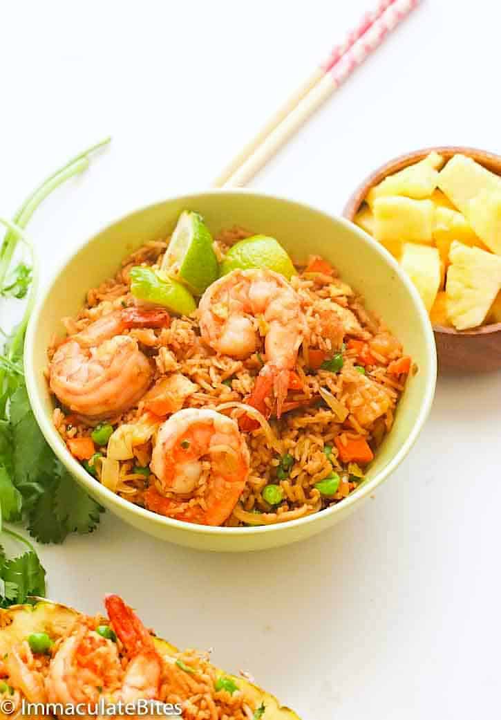 A tasty bowl of pineapple fried rice for an easy one dish meal