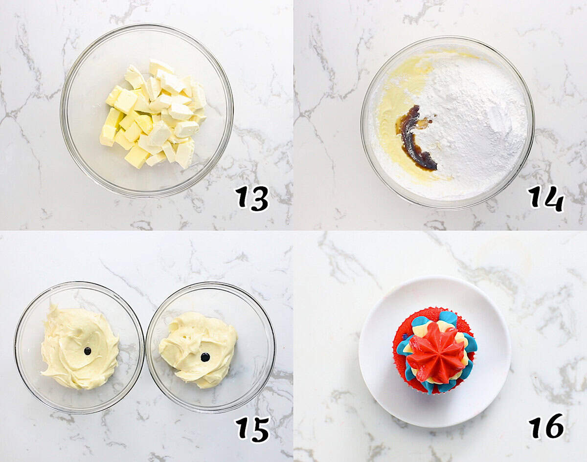 Make the frosting and frost the cooled cupcakes