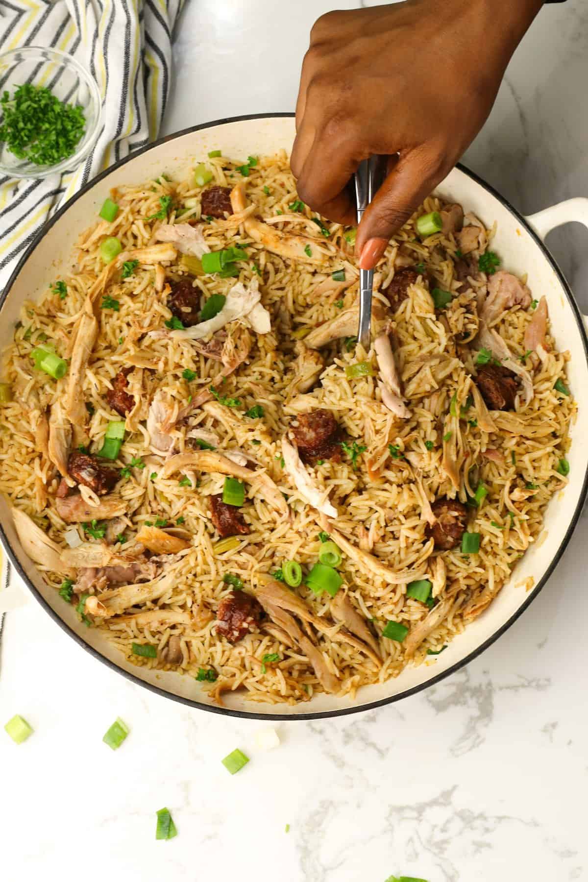 Dishing up a serving of chicken bog for pure comfort