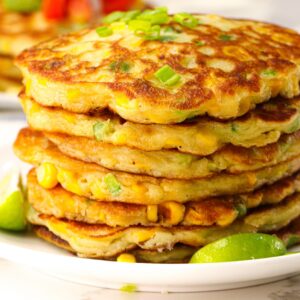 Serving up a steaming hot stack of corn cakes