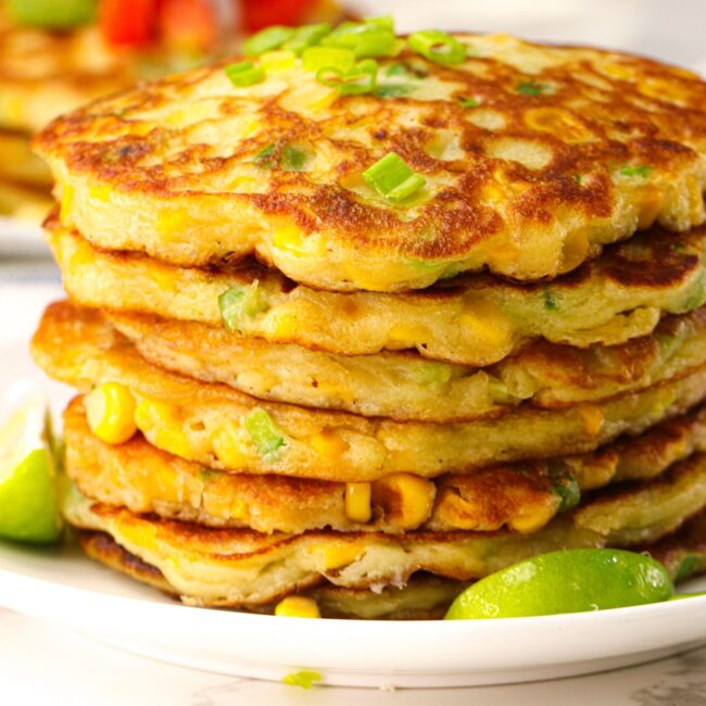 Serving up a steaming hot stack of corn cakes
