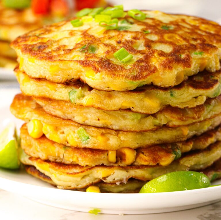 Serving up a steaming hot stack of corn cakes