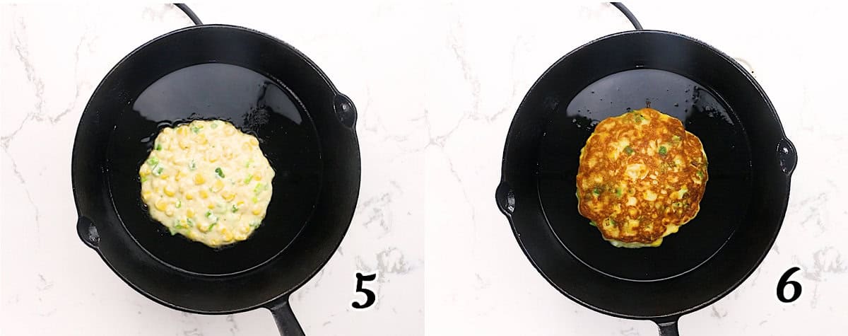Heat a frying pan and fry until the delicious pancakes are done.