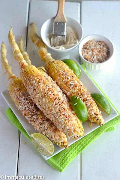 Coconut encrusted corn straight from the grill.
