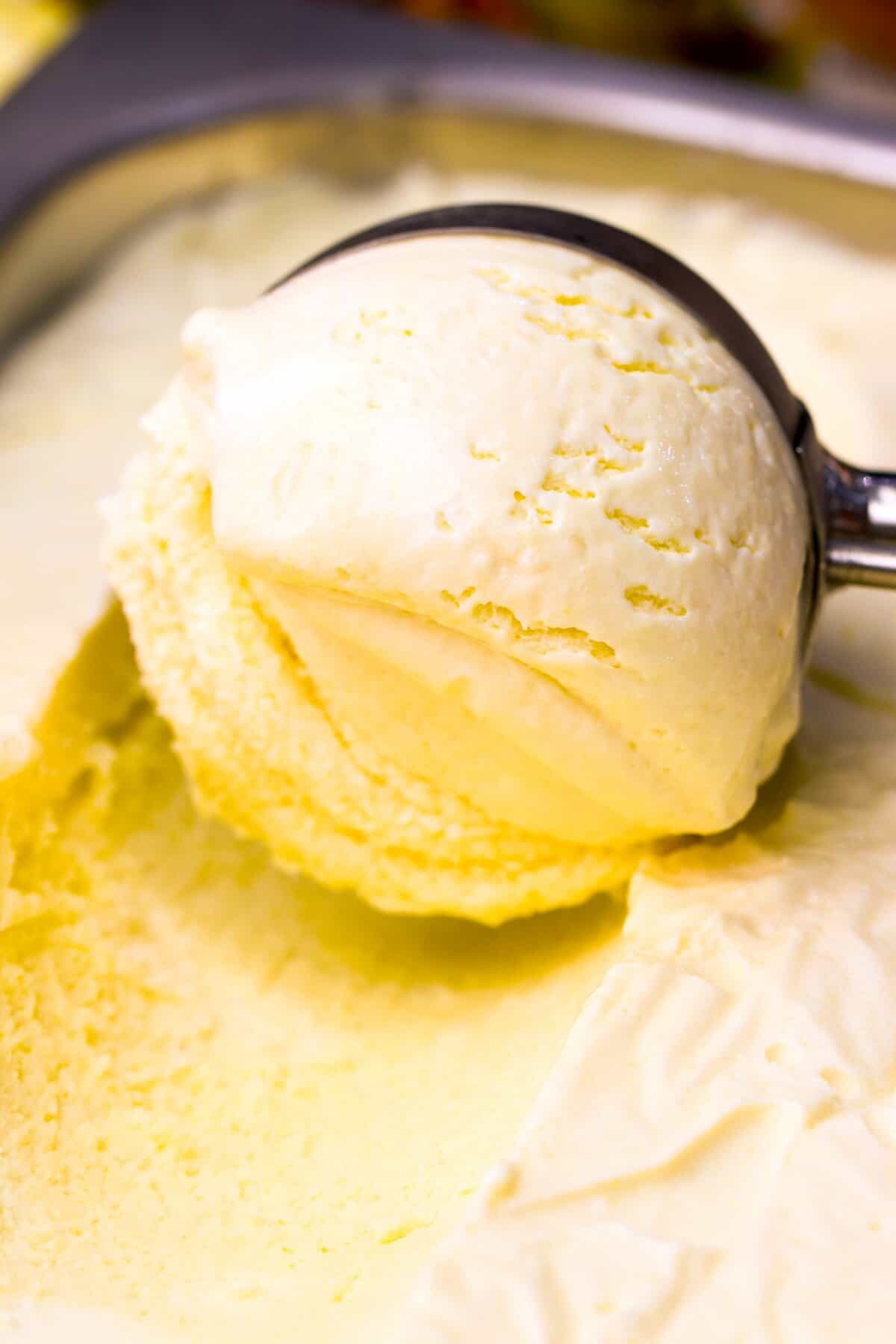Scooping up frozen deliciousness for a refreshing treat
