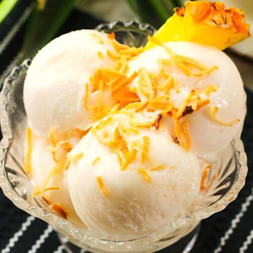 Amazing homemade no-churn pineapple coconut ice cream