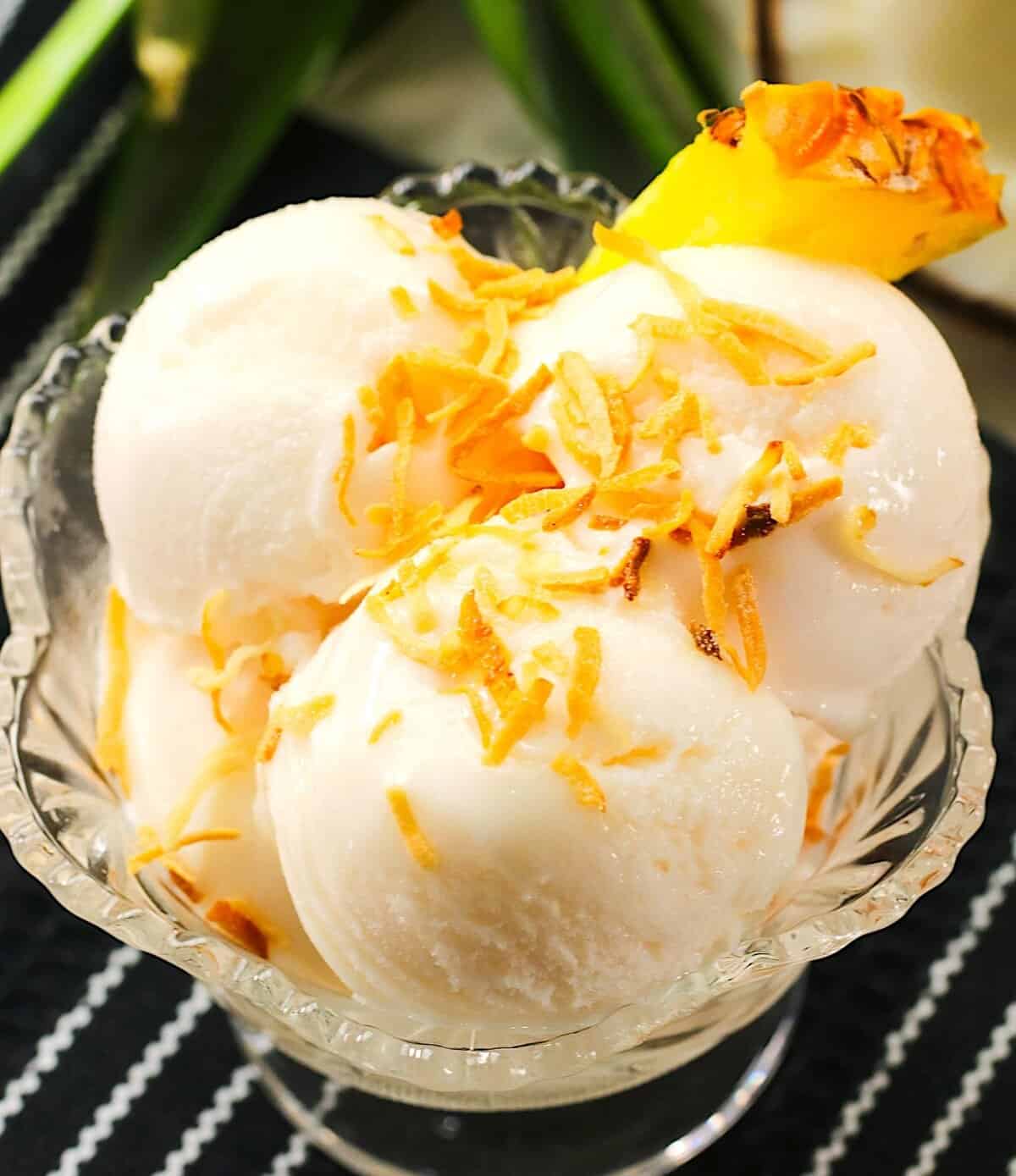 Amazing homemade no-churn pineapple coconut ice cream