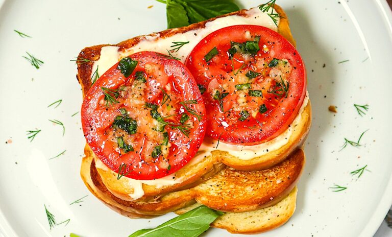 Freshly made Southern tomato sandwich ready to enjoy