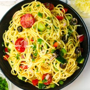 Serving up a refreshing and healthy California spaghetti salad