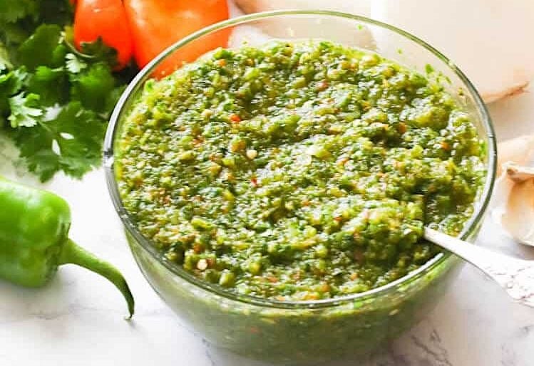 A bowl of freshly pureed sofrito ready for your favorite recipe