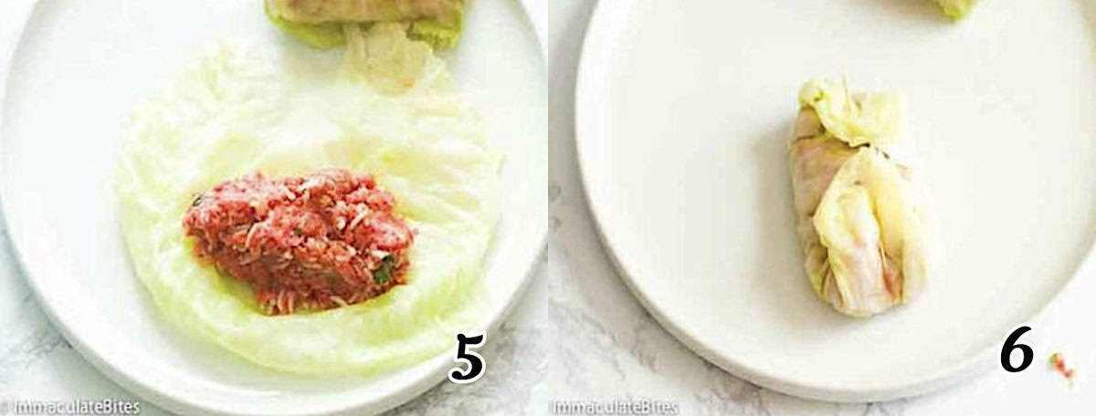 Wrap the leaves around the filling