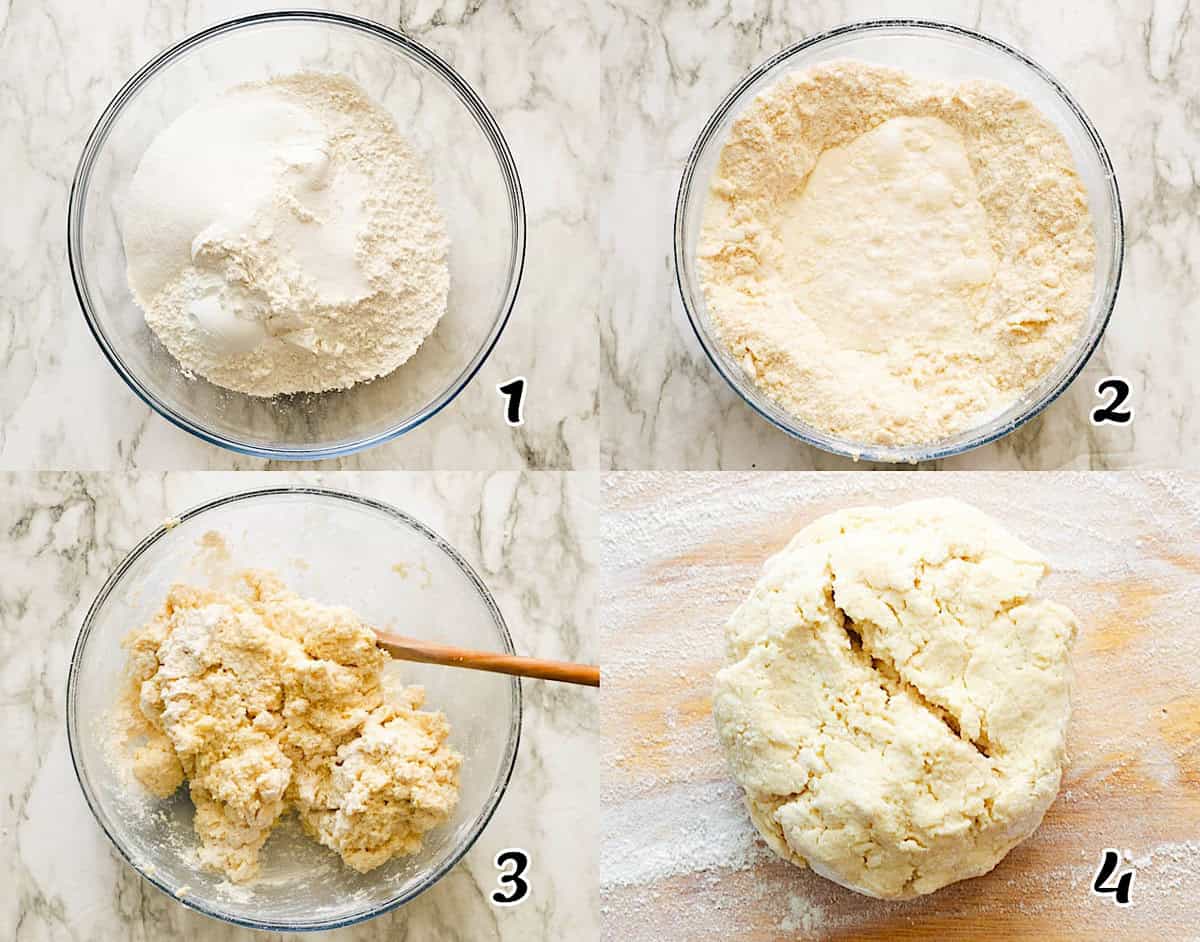 Mix the dry ingredient with buttermilk and make the dough.