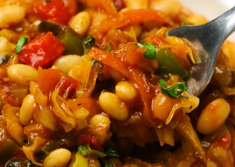 Enjoying a forkful of chakalaka (a healthy African dish)