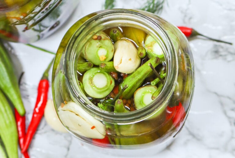 Popping open a jar of quick pickled okra