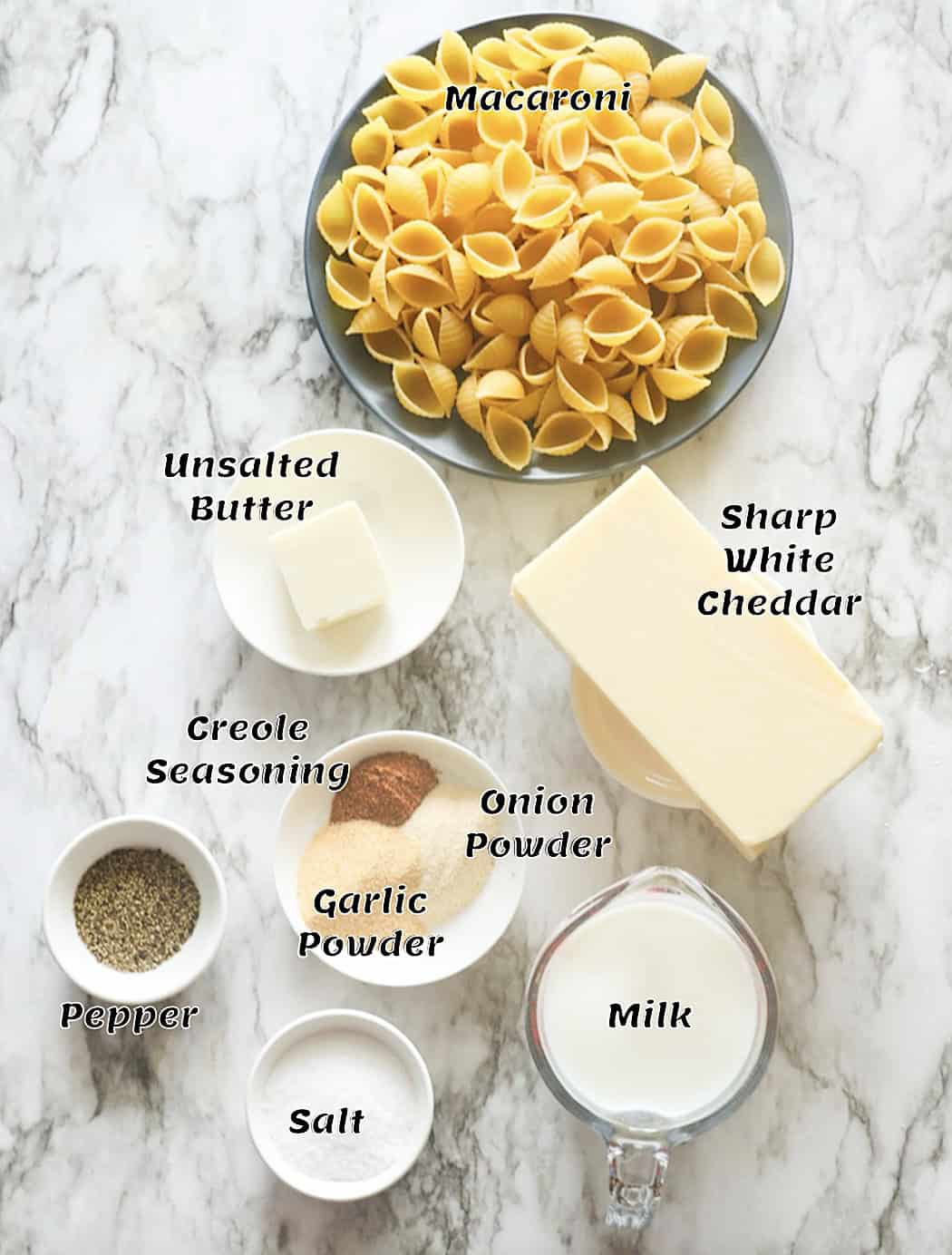 White Cheddar Macaroni and Cheese Ingredients