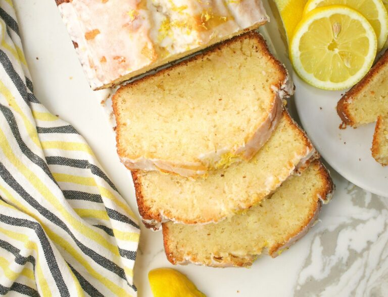 Serving up a freshly baked and glazed lemon yogurt cake