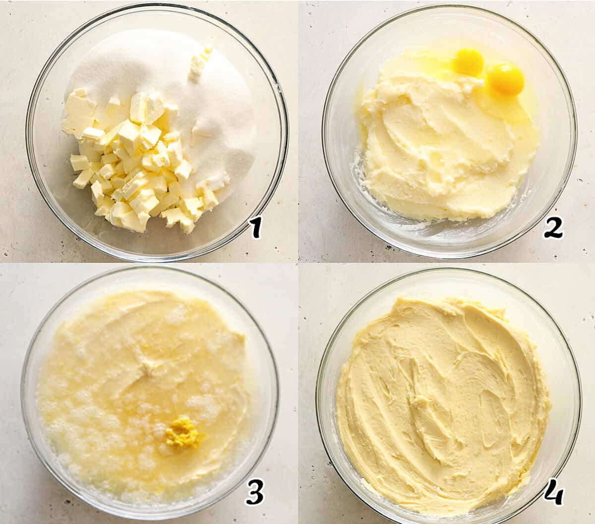 Cream the butter and sugar, add the eggs, add the 7UP and mix.