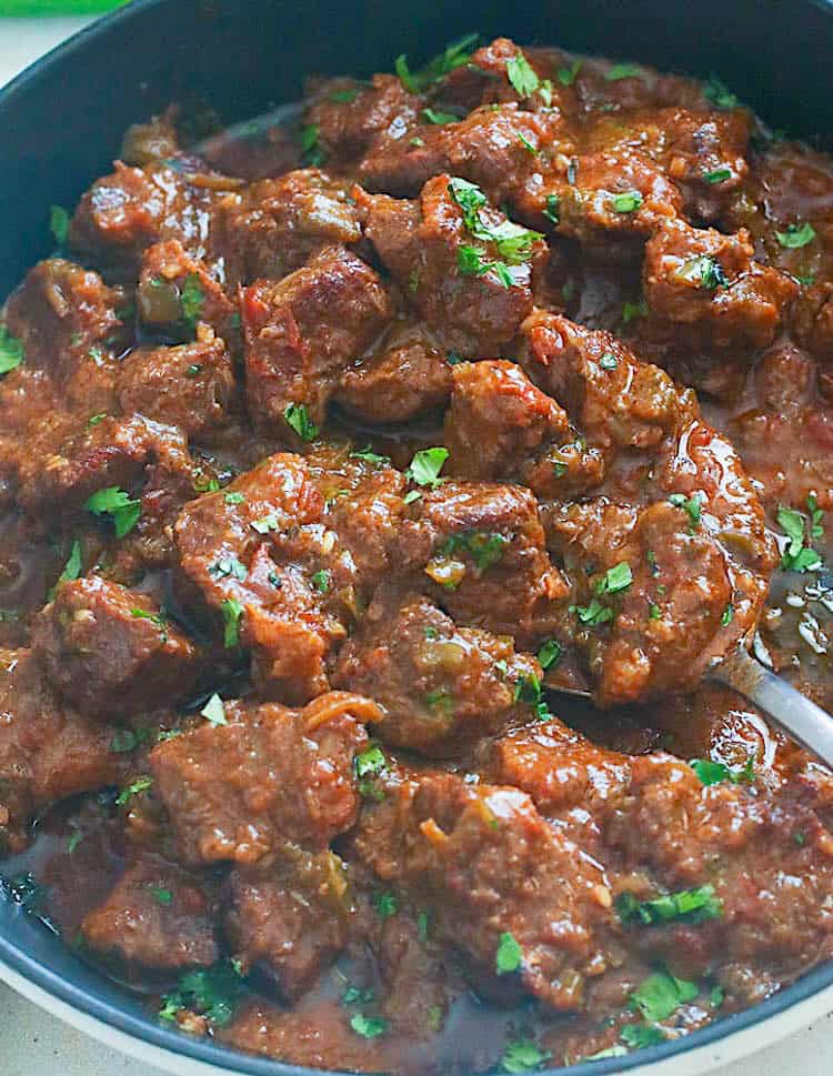 Serving up ridiculously good carne guisada
