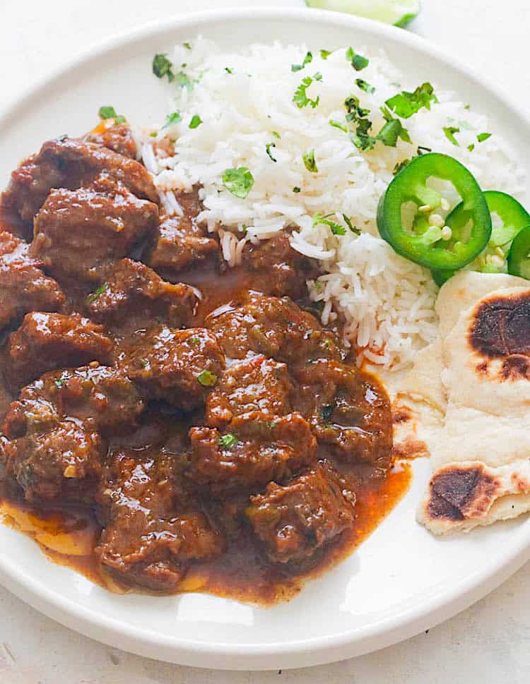 Amazing carne guisada with rice and homemade tortillas