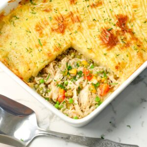 Serving up hearty shepherd's pie made with chicken