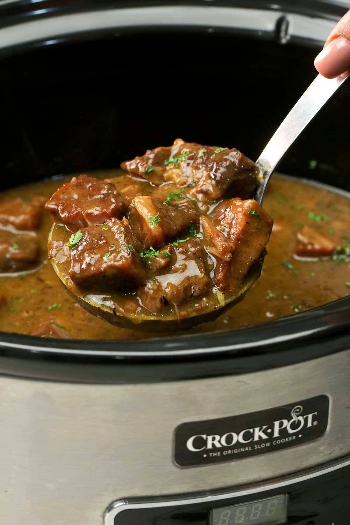 Delicious presentation of slow cooker beef chips