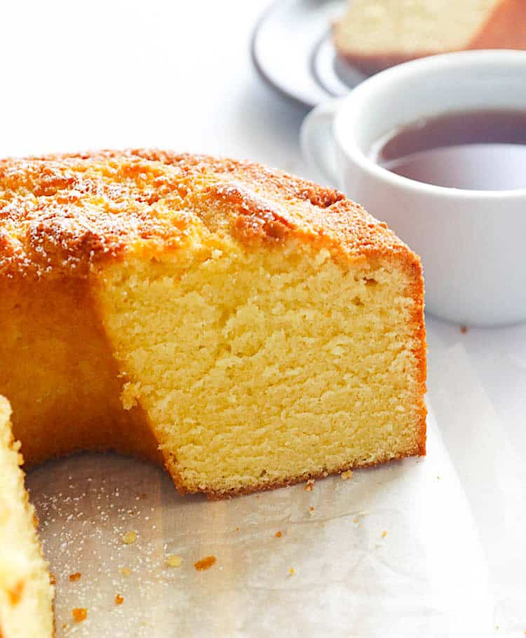 Slice a decadent Southern pound cake to enjoy with hot coffee