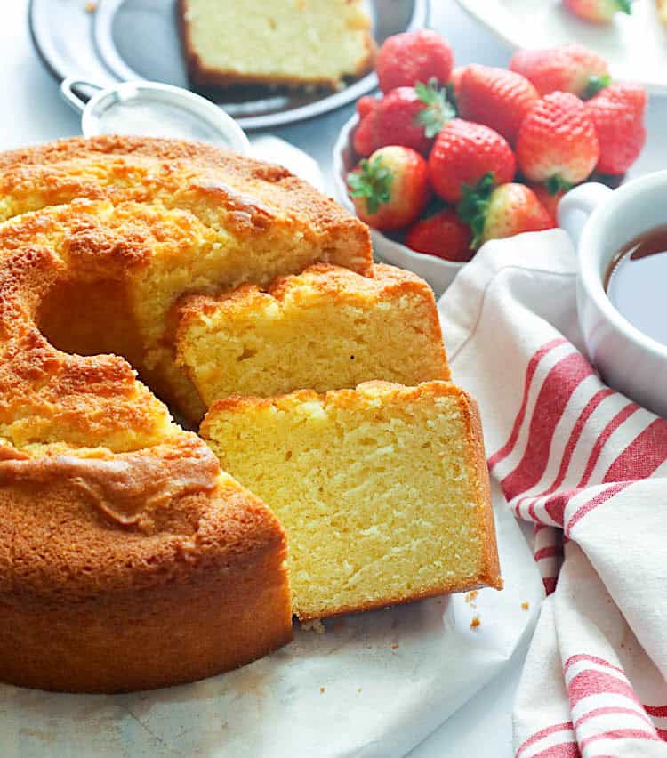 Carve a freshly baked Southern pound cake for a happy family