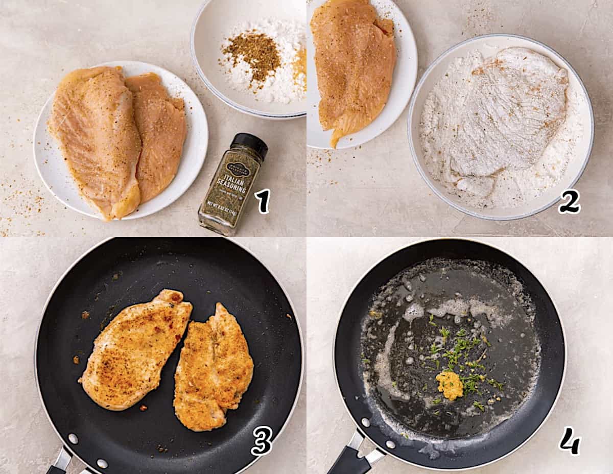Season the breast, dredge it in flour, and pan-fry it