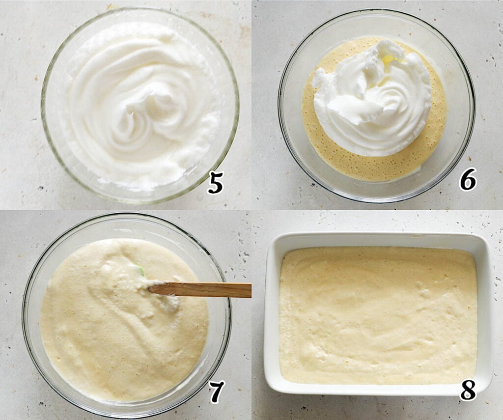 Fold in the egg whites and bake