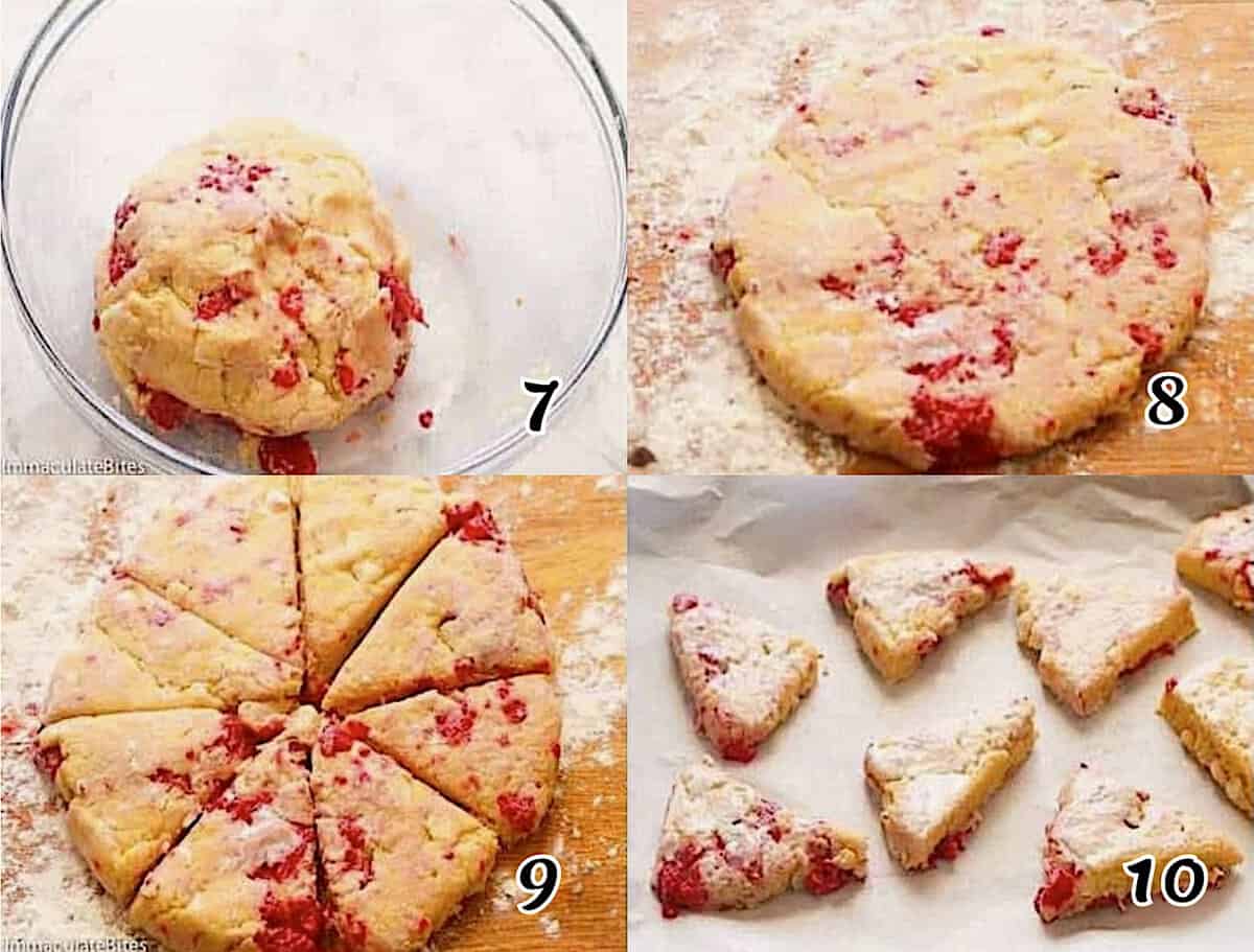 Knead the dough, roll out, and slice into wedges