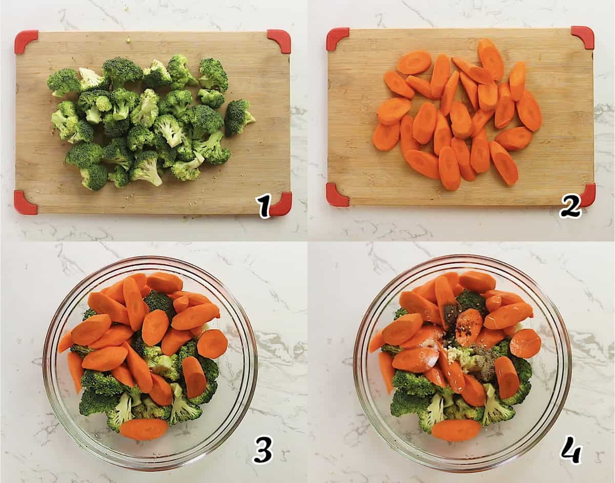 Cut and season vegetables