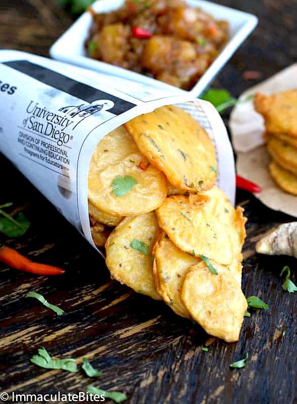 Crispy, ridiculously delicious breaded and fried potatoes perfect for a platter of African snacks