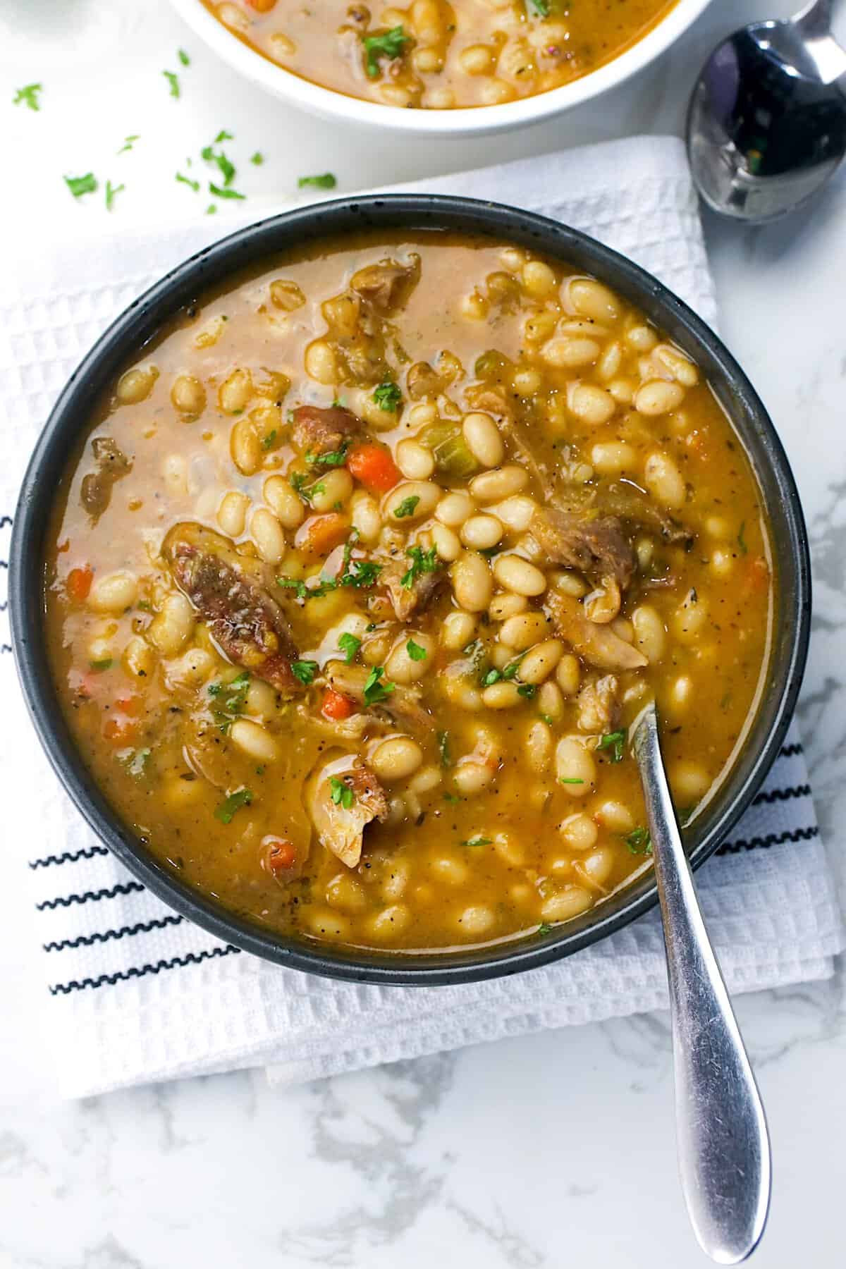 Experience the perfect soul food experience with white bean soup with ham