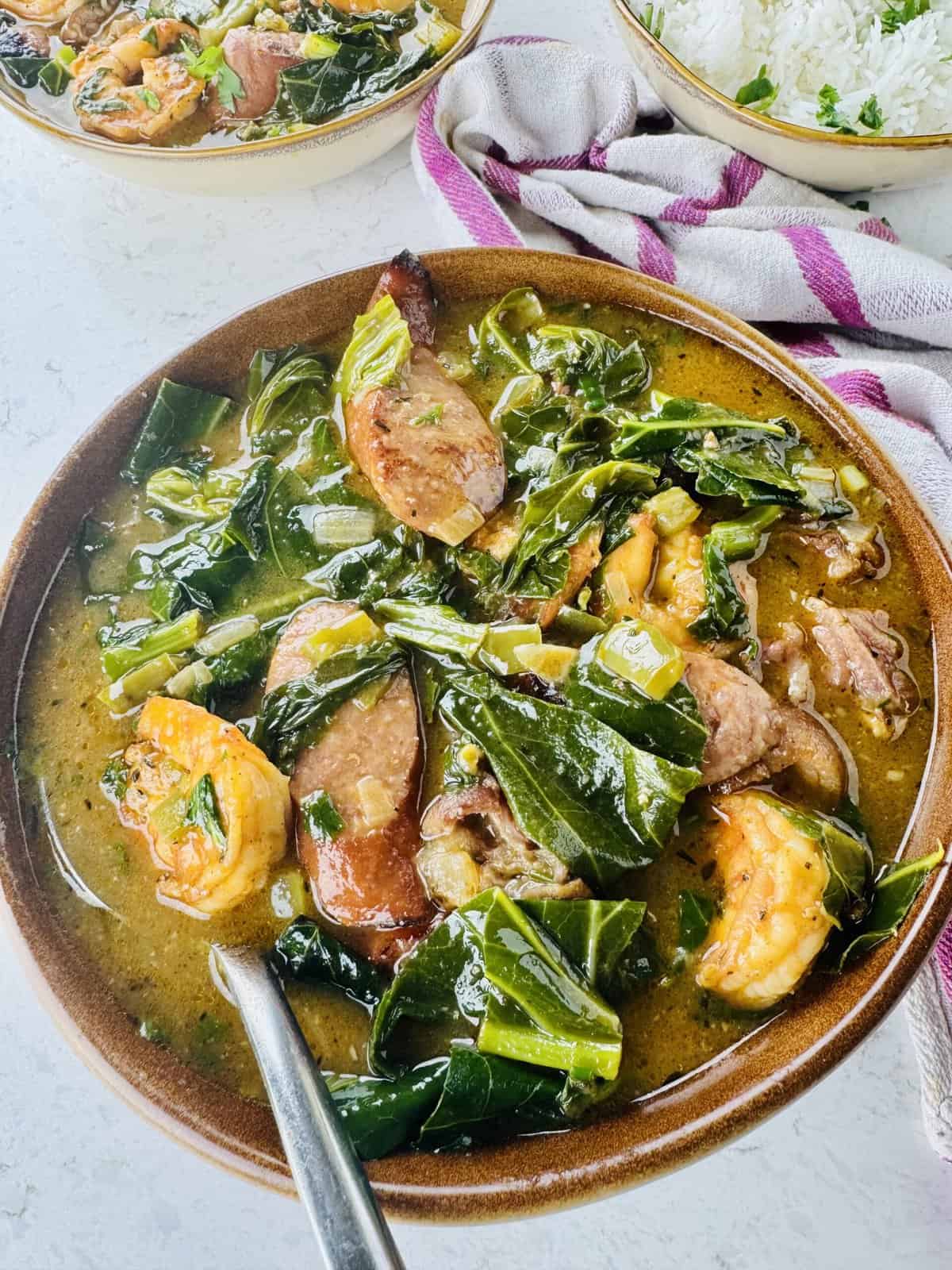 Diving into healthy, hearty green gumbo for satisfying soul food