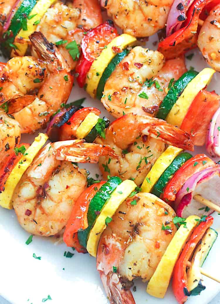 Great shrimp kabob is baked and ready to enjoy