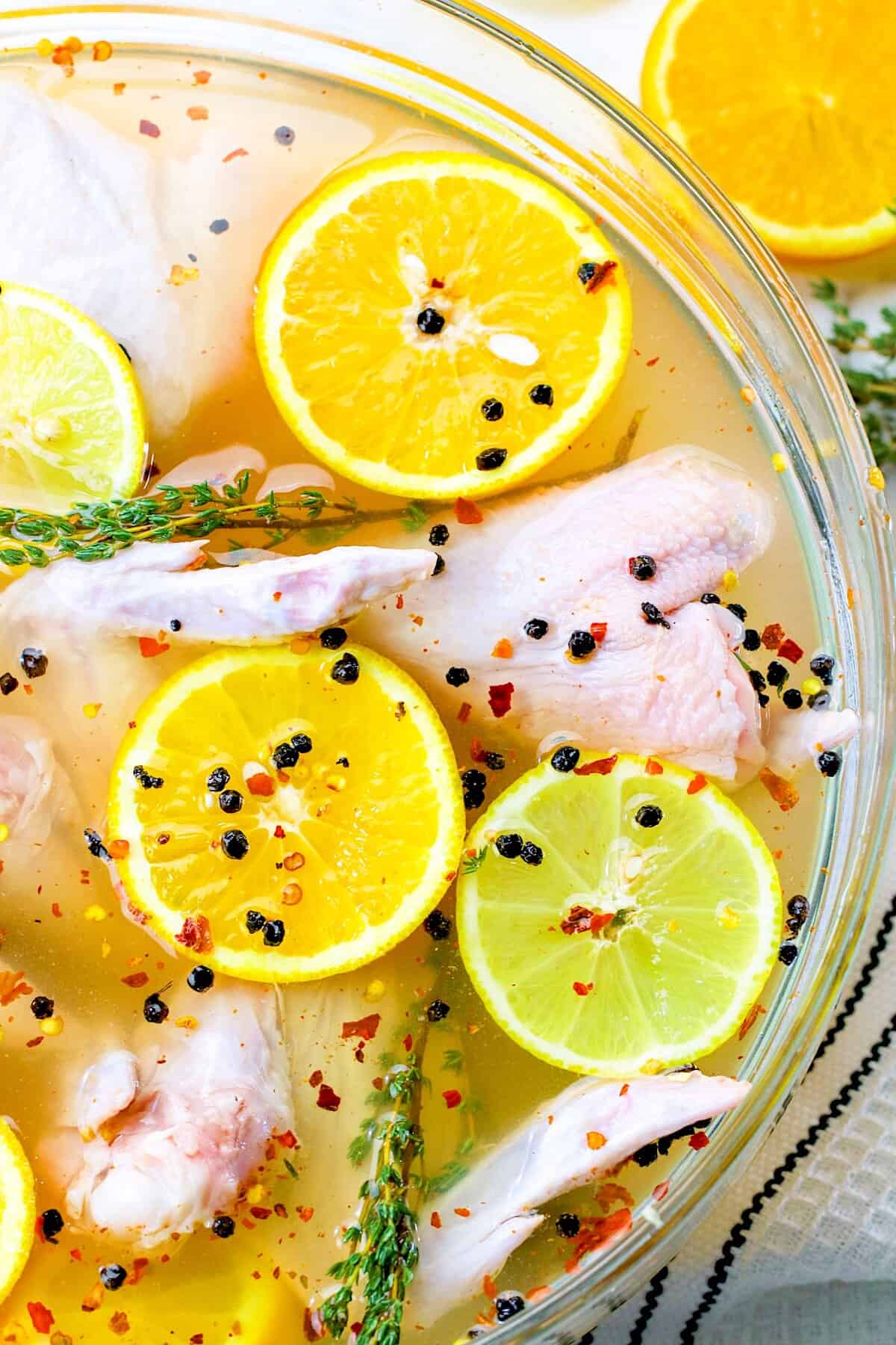 The chicken wing brining process