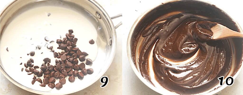 Heat the cream and melt the chocolate