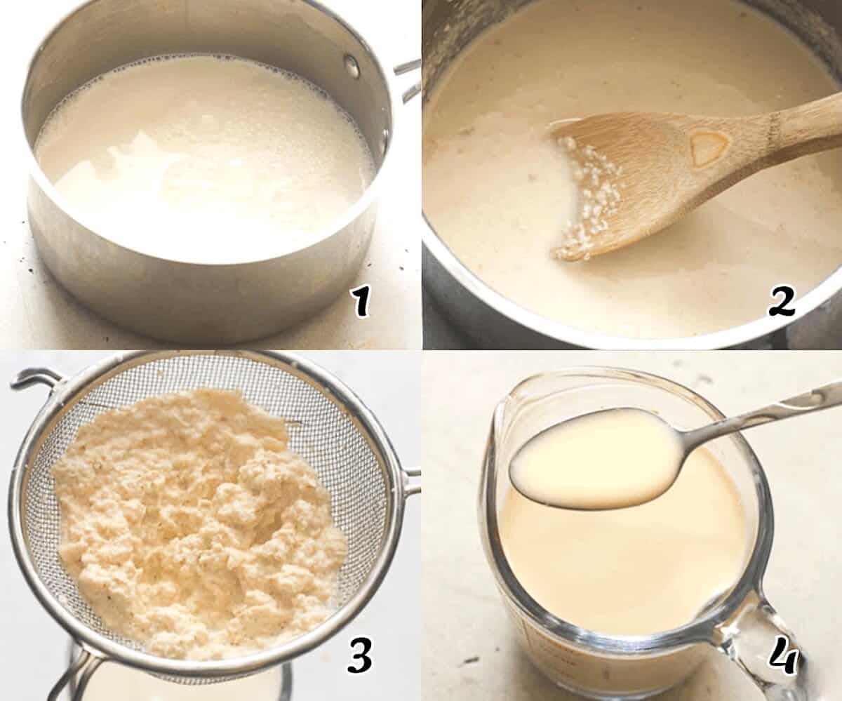 Simmer while stirring, strain the lumps (or blitz it in a blender), and use it in coffee or another recipe
