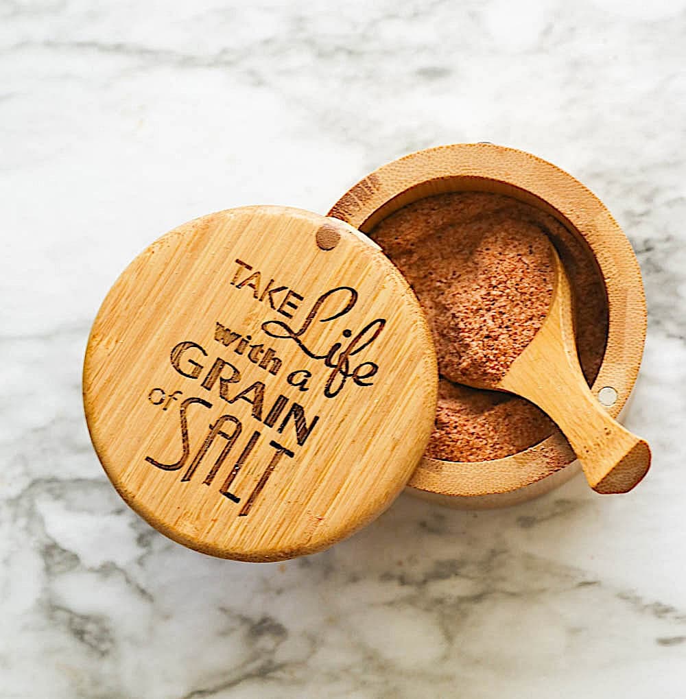 Finished seasoned salt ready to spice up your dinner.