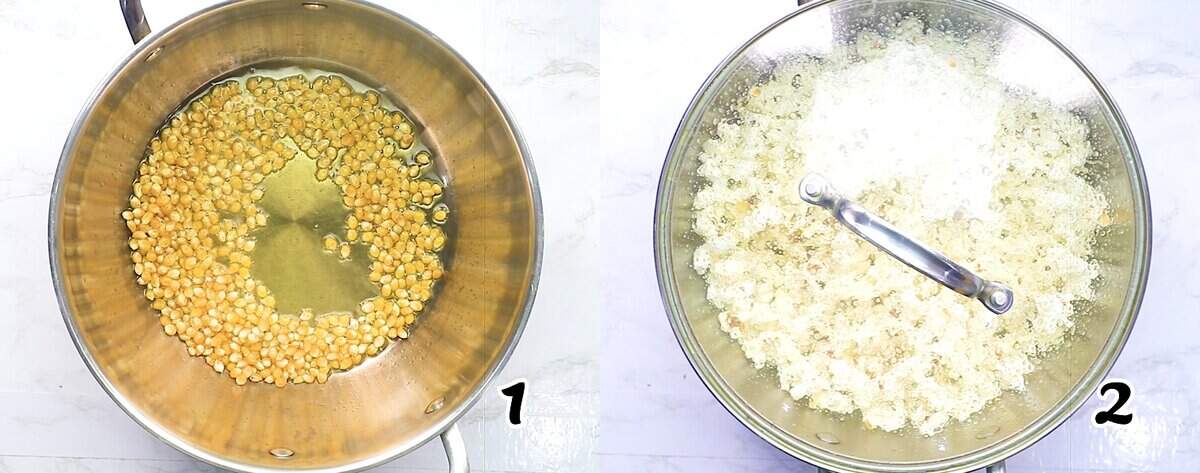 First, pop the corn.