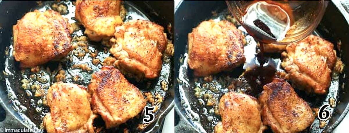 Assemble the dish and reduce the sauce.