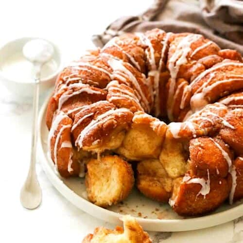 Tearing into monkey bread for a fun dessert for the family.