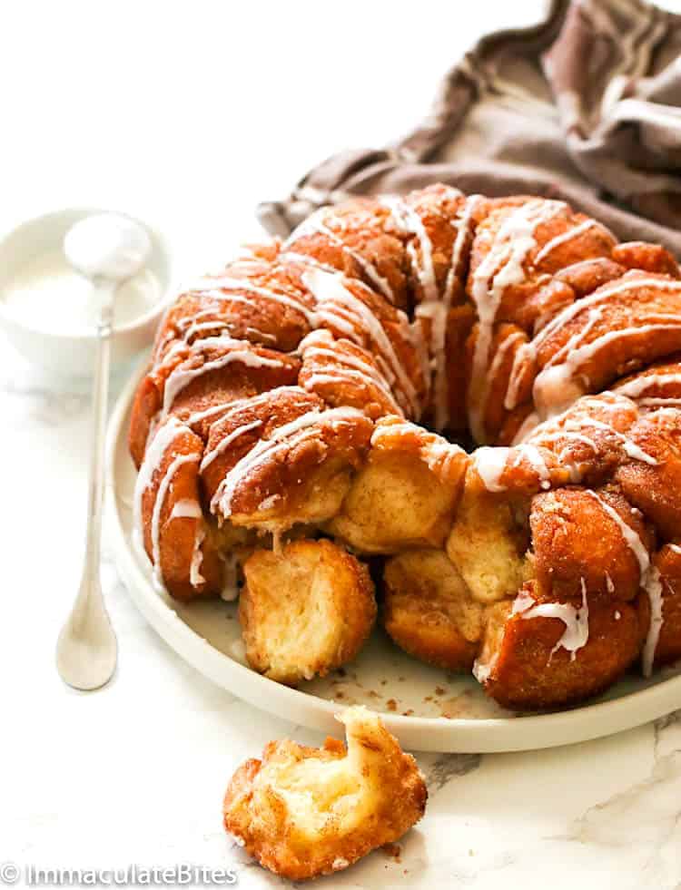 Tearing into monkey bread for a fun dessert for the family.